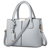 FiveloveTwo Women Classy Satchel Handbag Tote Purse Handle Bag Shoulder Bag Grey(Size: 3)